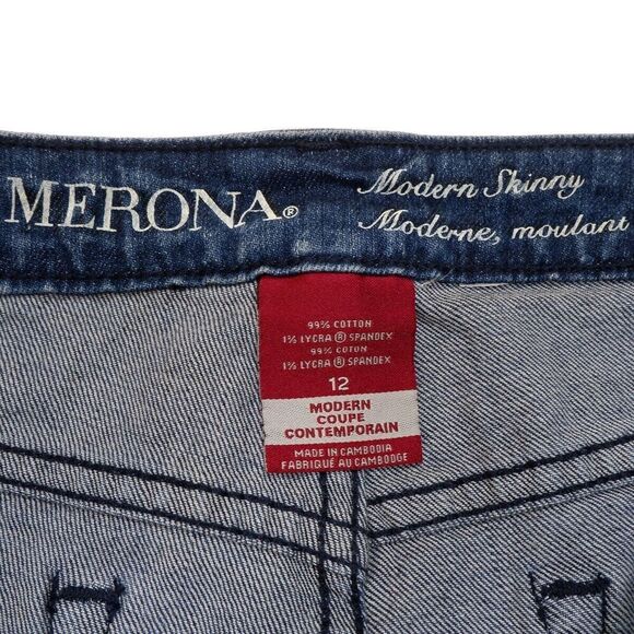 Merona Jeans Modern Skinny Size 12 Womens Low Waist Polka Dot Stretch 33 x 29 - Picture 4 of 9